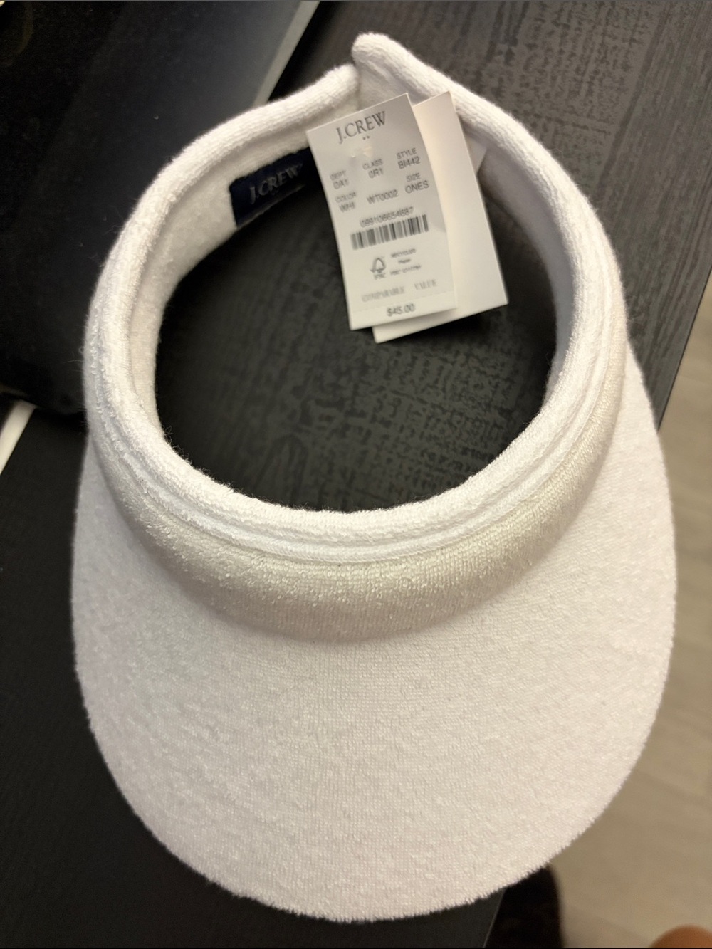 J. Crew White Terry Visor with Soft Band